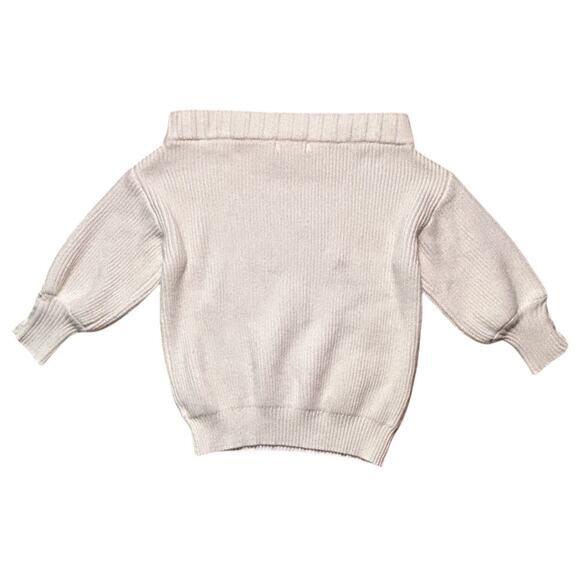 Mazik Off-the-Shoulder Gold Button Embellished Sleeve Cream Sweater Small - Picture 4 of 6